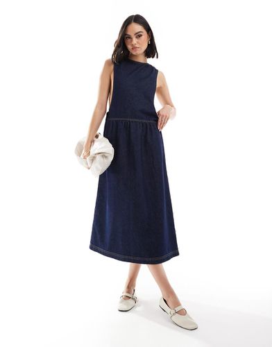 Robe longue en jean à taille basse - Indigo - Asos Design - Modalova