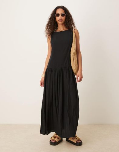 Robe longue en lin mlang avec taille basse et dos chancr - Asos Design - Modalova