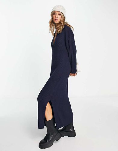 Robe longue en maille à col ouvert - Asos Design - Modalova