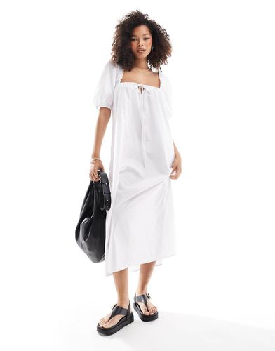 Robe longue en popeline à manches bouffantes - Asos Design - Modalova