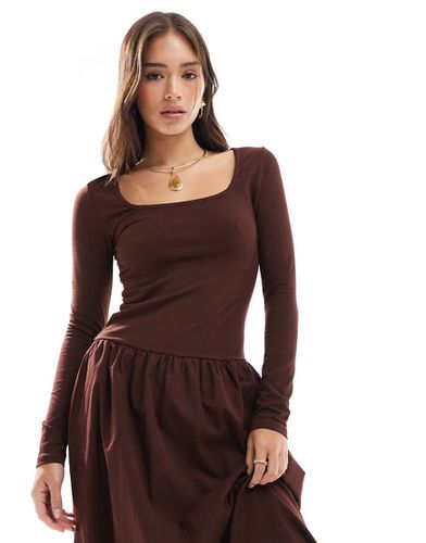 Robe longue en popeline mélangée avec manches longues - Asos Design - Modalova