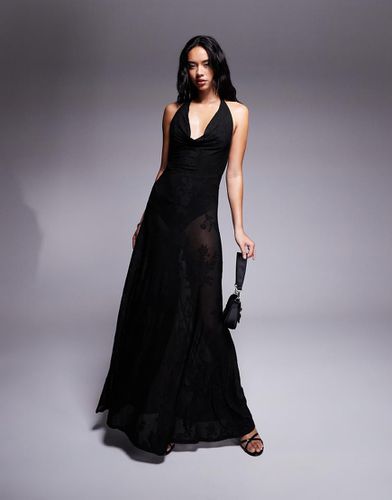 Robe longue en tulle dévoré avec body, dos nu et col bénitier - Asos Design - Modalova