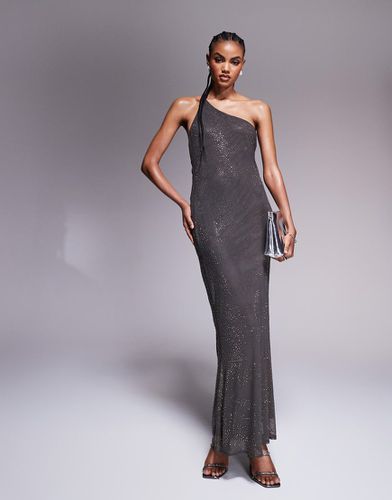 Robe longue et asymétrique ornée de strass à dos nu - Anthracite - Asos Design - Modalova