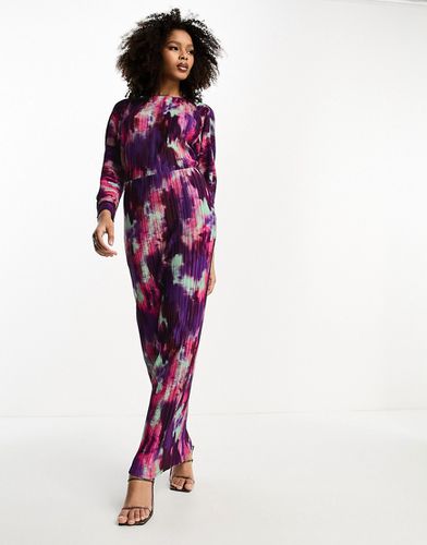 Robe longue plissée avec imprimé - Violet - Asos Design - Modalova