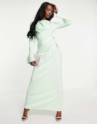 Robe longue plissée devant à manches longues - Vert menthe - Asos Design - Modalova