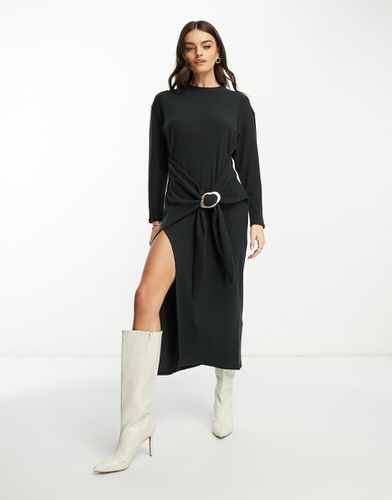 Robe longue ultra douce à manches longues avec détail paréo drapé - Asos Design - Modalova