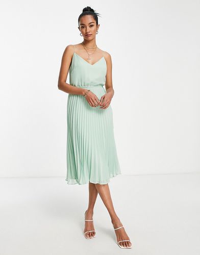 Robe mi-longue caraco plissée avec cordon de serrage à la taille - pastel - Asos Design - Modalova