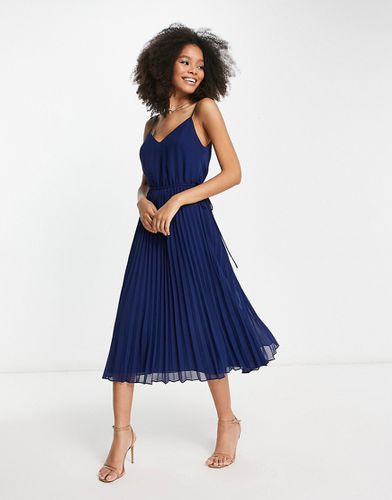 Robe mi-longue caraco plissée avec cordon de serrage à la taille - Asos Design - Modalova