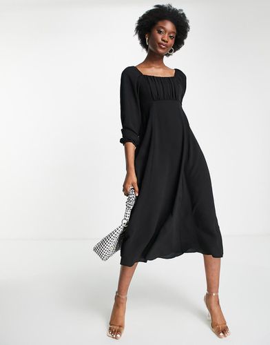 Robe mi-longue à encolure carrée froncée - Asos Design - Modalova