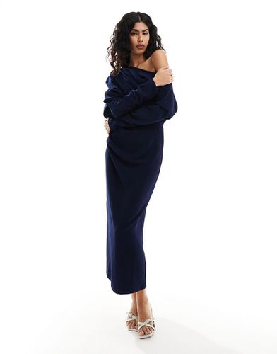 Robe mi-longue ample avec épaule tombante - Noir - Asos Design - Modalova