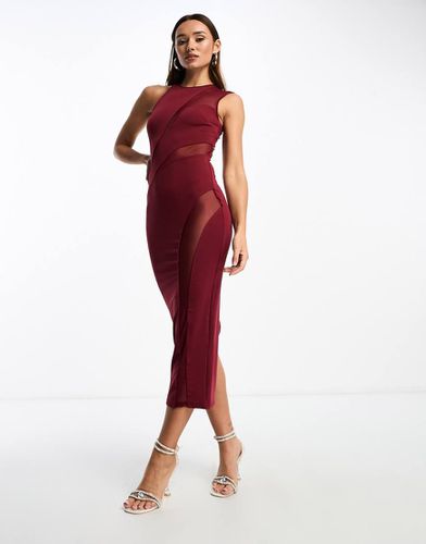 Robe mi-longue asymétrique en tulle à découpes - Rouge - Asos Design - Modalova