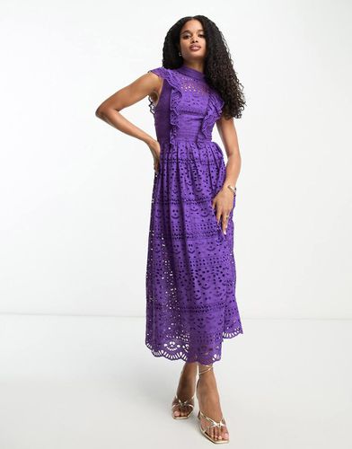 Robe mi-longue en dentelle avec naud au dos - Asos Design - Modalova