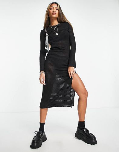 Robe mi-longue en maille côtelée ajourée - Asos Design - Modalova