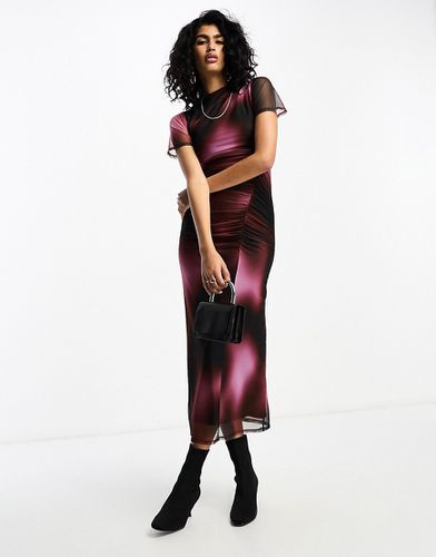 Robe mi-longue en tulle avec encolure asymétrique et coutures froncées - Asos Design - Modalova