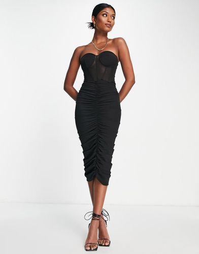 Robe mi-longue style corset en tulle froncé de qualité supérieure - Asos Design - Modalova