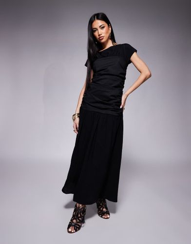 Robe mi-longue ras de cou avec corsage fronc - Asos Design - Modalova