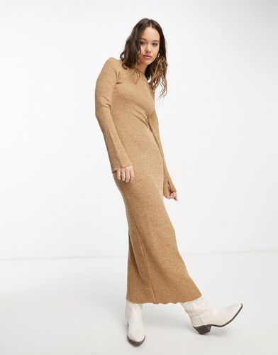 Robe mi-longue teinte par sections à manches longues - Camel - Asos Design - Modalova