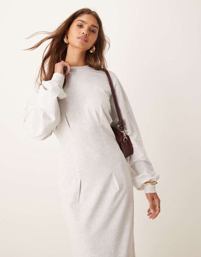 Robe molletonnée mi-longue avec taille cintrée - Gris chiné - Asos Design - Modalova