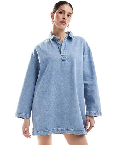 Robe polo courte en denim - moyen délavé - Asos Design - Modalova