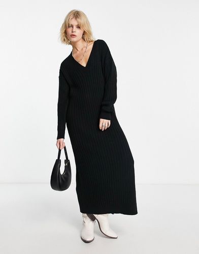 Robe pull longue en maille avec col en V - Asos Design - Modalova