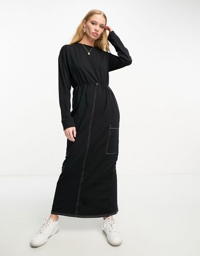 Robe sweat longue à manches longues - Noir - Asos Design - Modalova