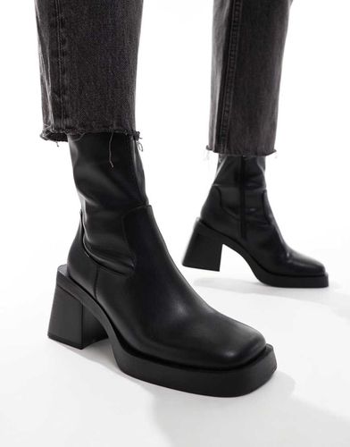 Rome - Bottes à bout carré avec semelle plateforme et talon mi-haut - Asos Design - Modalova