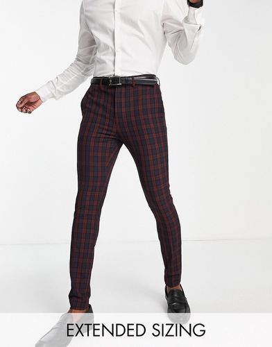 Wedding - Pantalon de costume super slim à carreaux écossais - Bordeaux - Asos Design - Modalova