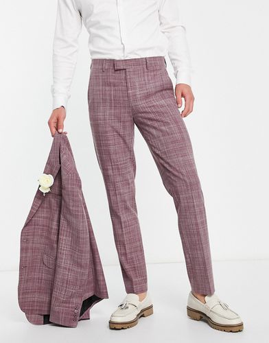 Wedding - Pantalon de costume slim à effet hachuré - Bordeaux - Asos Design - Modalova