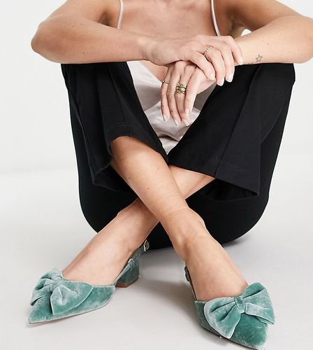 Wide Fit - Suzy - Chaussures en velours à talon mi-haut et bride arrière - Asos Design - Modalova