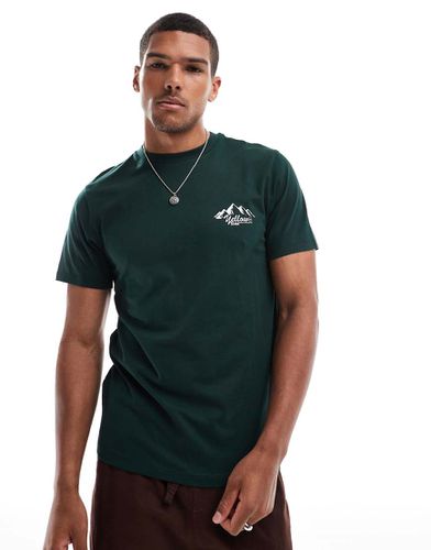 T-shirt avec imprimé montagne sur la poitrine - foncé - Asos Design - Modalova