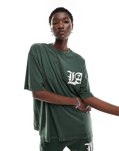 T-shirt boyfriend d'ensemble à motif LA - délavé - Asos Design - Modalova