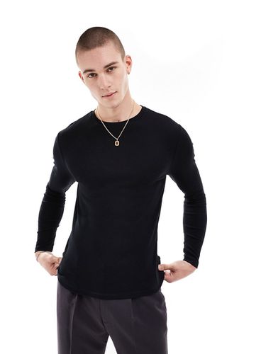T-shirt côtelé moulant à manches longues - Asos Design - Modalova