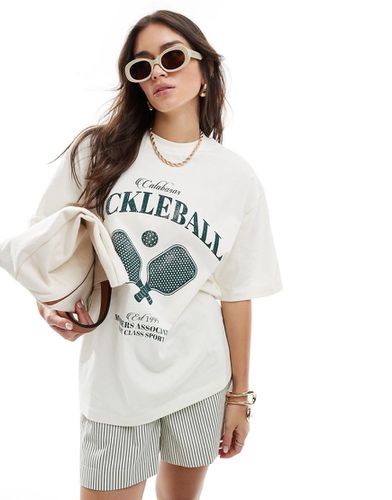 T-shirt coupe boyfriend à imprimé Pickleball - Crème - Asos Design - Modalova