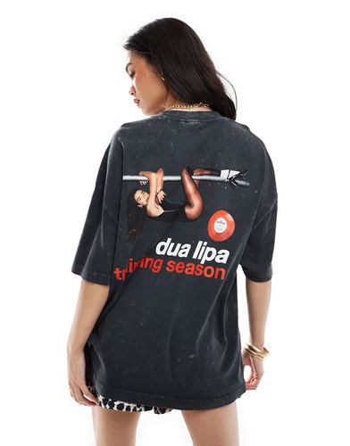 T-shirt coupe boyfriend avec motif Dua Lipa sous licence au dos - Anthracite délavé - Asos Design - Modalova