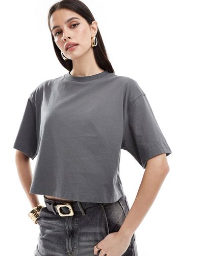 T-shirt crop top coupe carrée - Anthracite délavé - Asos Design - Modalova