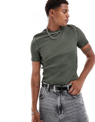 T-shirt crop top et moulant en tissu côtelé - délavé - Asos Design - Modalova