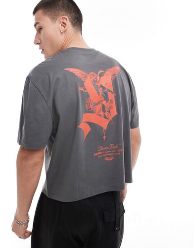 T-shirt crop top oversize à imprimé chérubin au dos - Asos Design - Modalova