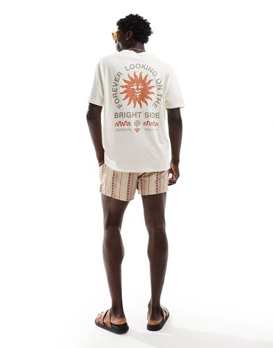 T-shirt décontracté aspect lin avec imprimé soleil au dos - Asos Design - Modalova