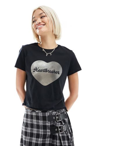 T-shirt effet rétréci motif Heartbreaker métallisé - Asos Design - Modalova