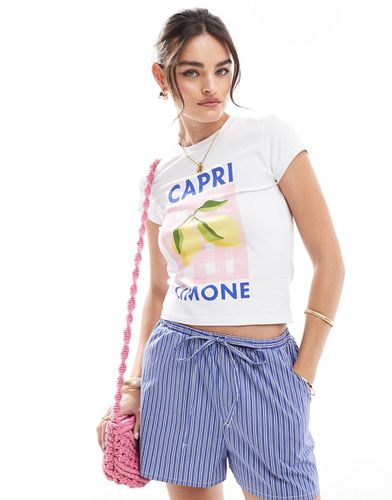 T-shirt effet rétréci à imprimé Capri Limone - Asos Design - Modalova