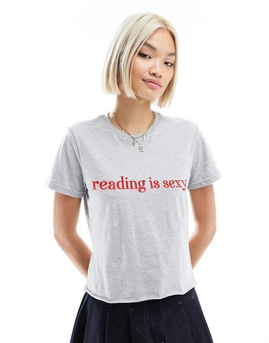 T-shirt effet rétréci à inscription Reading Is Sexy » - chiné - Asos Design - Modalova