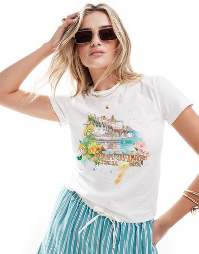 T-shirt effet rétréci avec imprimé Portofino ornementé - Asos Design - Modalova