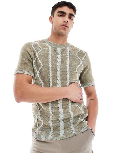 T-shirt en maille torsadée contrastante - /marron - Asos Design - Modalova
