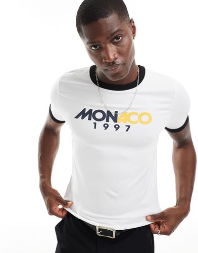 T-shirt moulant à imprimé Monaco et bords contrastants - Asos Design - Modalova