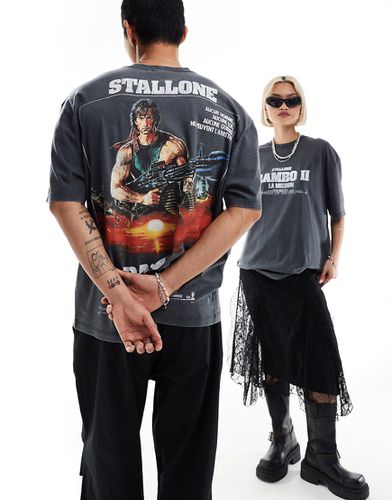 T-shirt oversize unisexe à motif Rambo II sous licence - délavé - Asos Design - Modalova