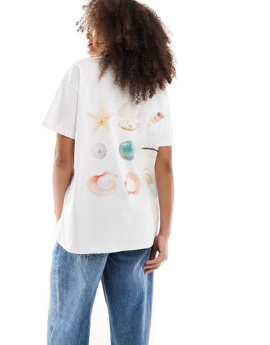 T-shirt oversize à imprimé coquillages - Ivoire - Asos Design - Modalova