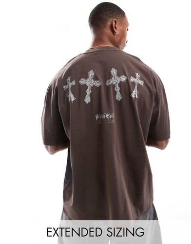 T-shirt oversize à imprimé au dos - Marron - Asos Design - Modalova