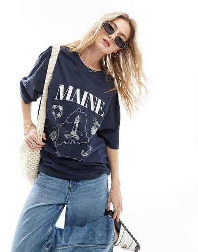 T-shirt oversize à imprimé Maine - délavé - Asos Design - Modalova