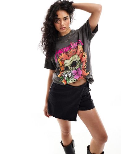 T-shirt oversize à imprimé Metallica coloré - Anthracite délavé - Asos Design - Modalova