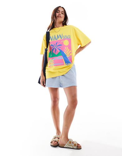 T-shirt oversize à imprimé Miami Beach - Asos Design - Modalova